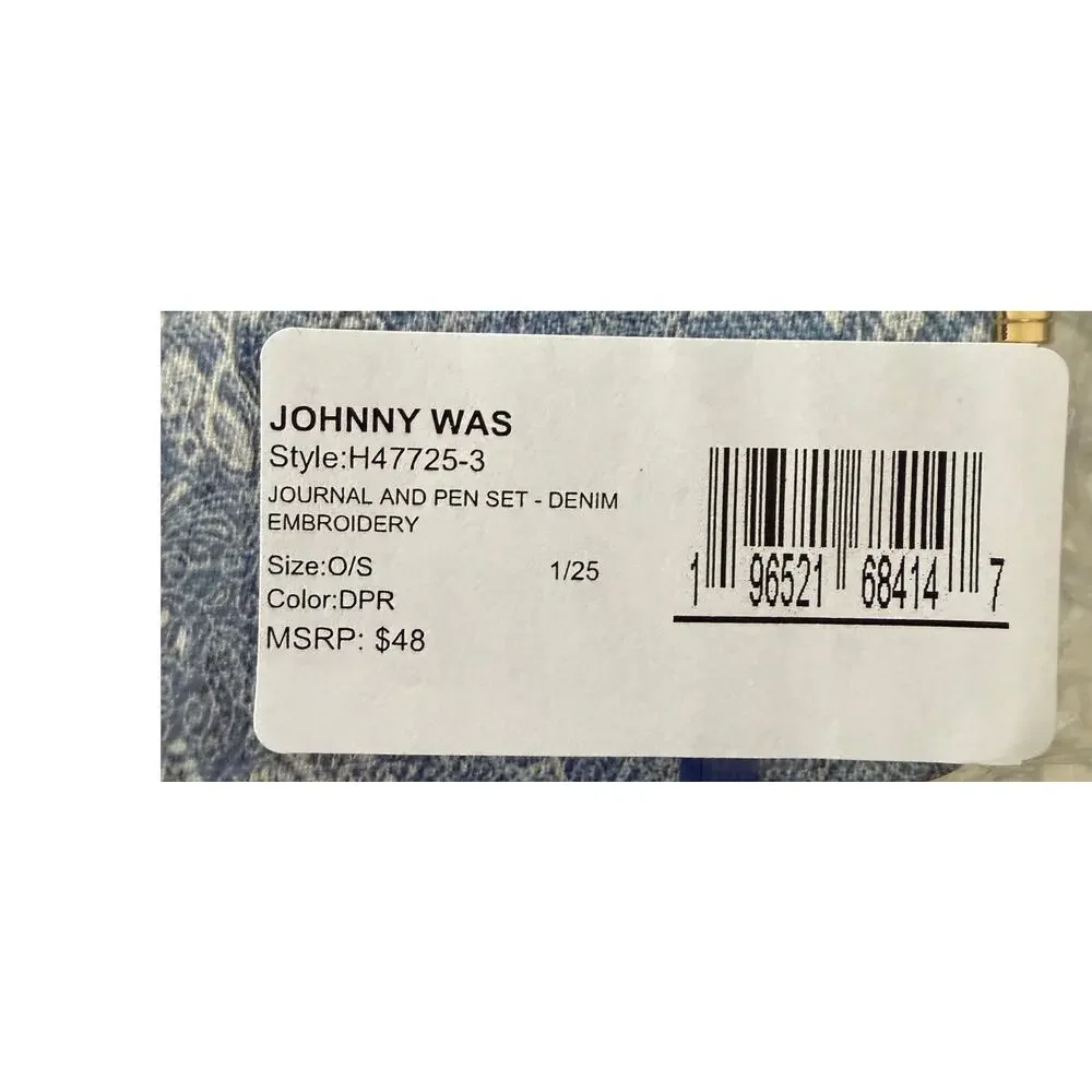 Jonny Was, NEW, DENIM EMBROIDERY JOURNAL AND PEN SET